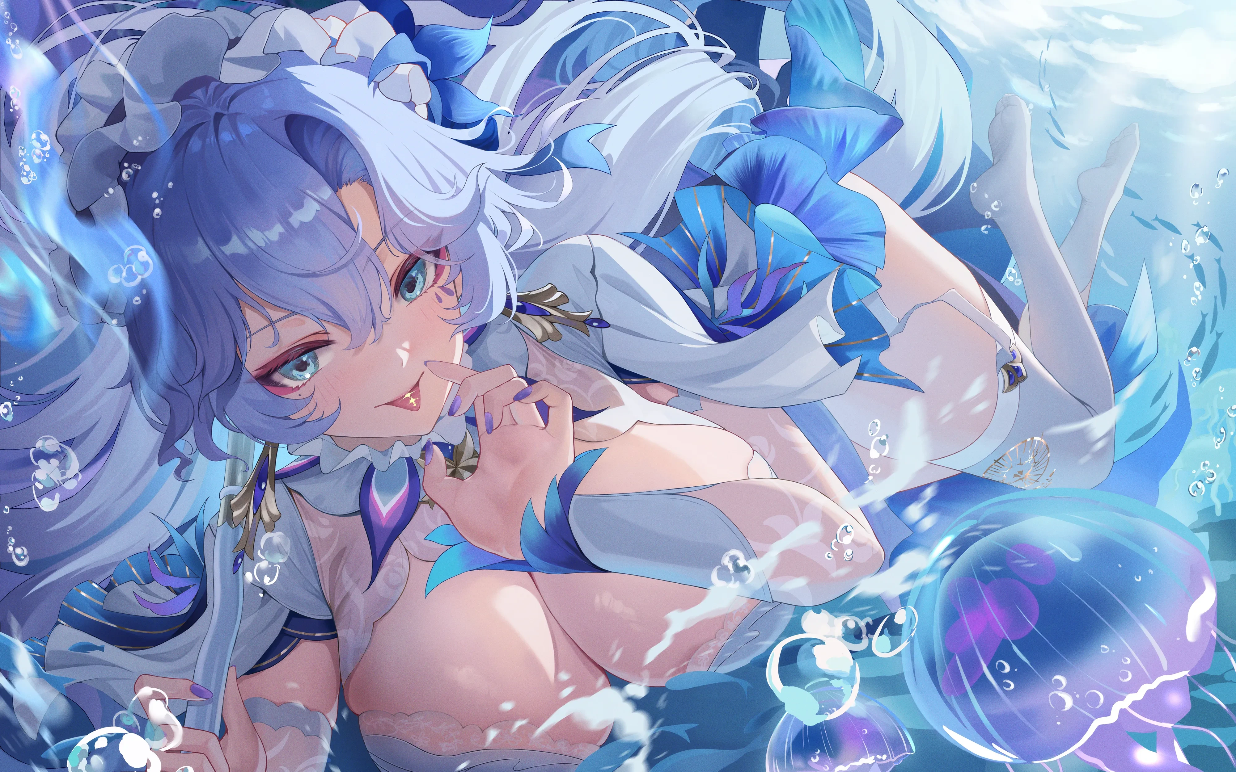 yande.re 1224679 cantarella dress no_bra stockings tattoo thighhighs wet wutheri.webp